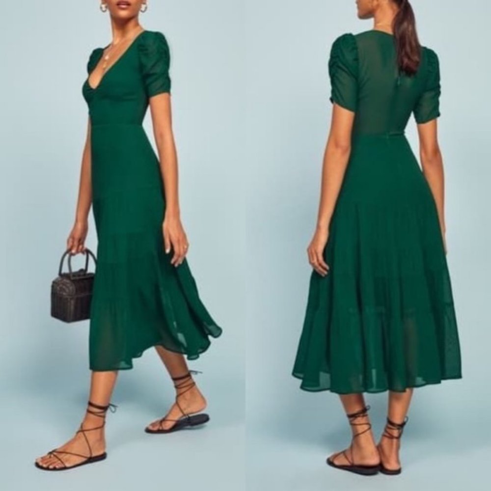 Reformation Cosa Emerald Green Midi Dress